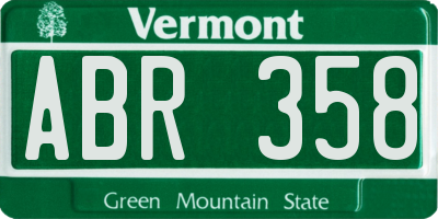 VT license plate ABR358