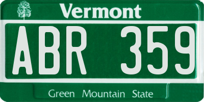 VT license plate ABR359