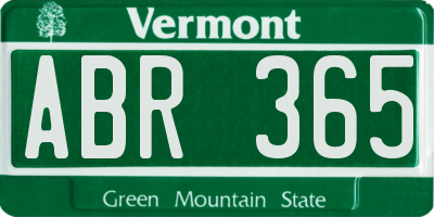 VT license plate ABR365