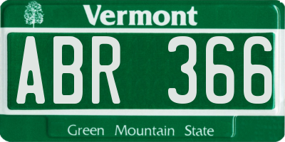 VT license plate ABR366