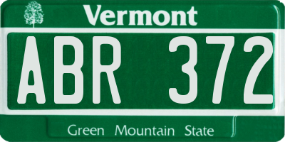 VT license plate ABR372