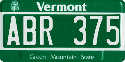 VT license plate ABR375