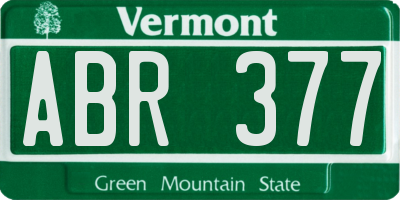 VT license plate ABR377