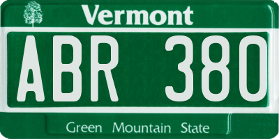 VT license plate ABR380