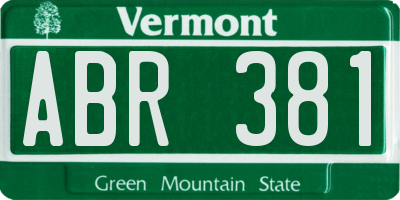 VT license plate ABR381