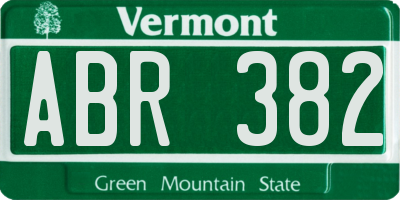 VT license plate ABR382