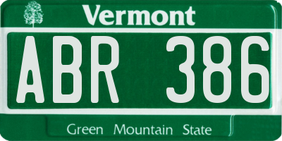 VT license plate ABR386