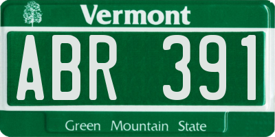 VT license plate ABR391