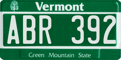 VT license plate ABR392