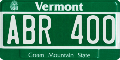 VT license plate ABR400