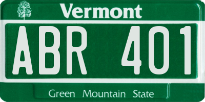 VT license plate ABR401