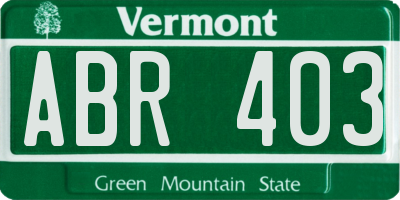 VT license plate ABR403