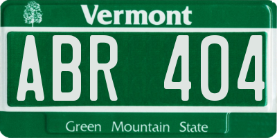 VT license plate ABR404