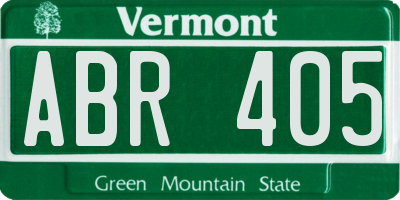 VT license plate ABR405