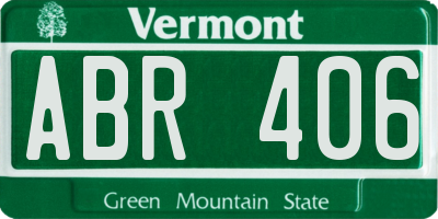 VT license plate ABR406