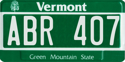 VT license plate ABR407