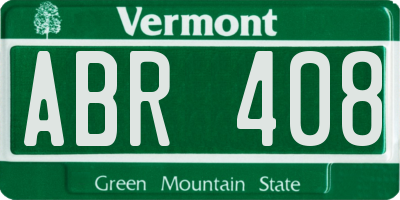 VT license plate ABR408