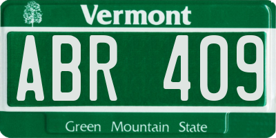 VT license plate ABR409