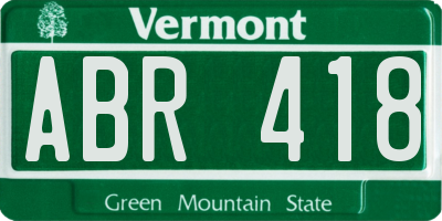 VT license plate ABR418