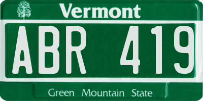 VT license plate ABR419