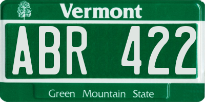 VT license plate ABR422