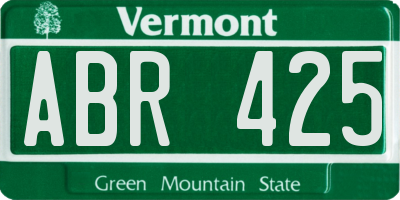 VT license plate ABR425