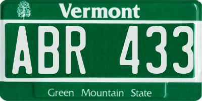 VT license plate ABR433