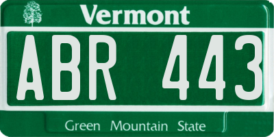 VT license plate ABR443