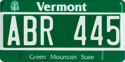 VT license plate ABR445