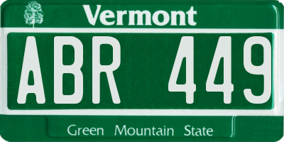 VT license plate ABR449