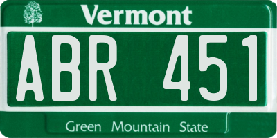 VT license plate ABR451