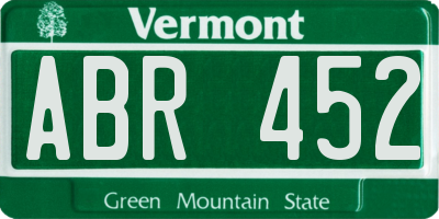 VT license plate ABR452