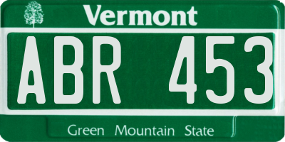 VT license plate ABR453