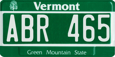 VT license plate ABR465