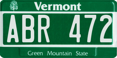 VT license plate ABR472