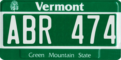 VT license plate ABR474