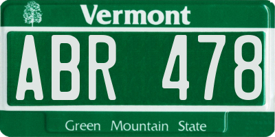 VT license plate ABR478