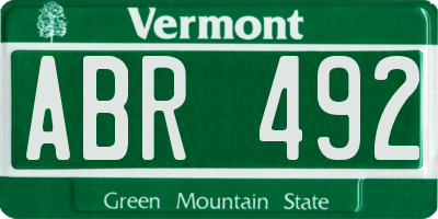 VT license plate ABR492