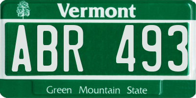 VT license plate ABR493