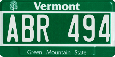 VT license plate ABR494