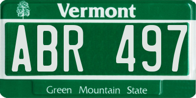 VT license plate ABR497