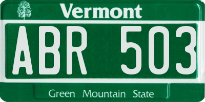 VT license plate ABR503