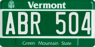 VT license plate ABR504