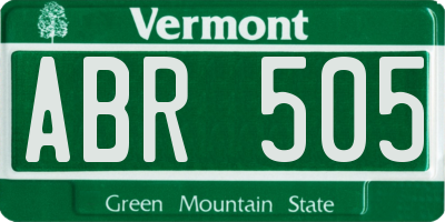 VT license plate ABR505