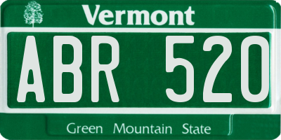 VT license plate ABR520