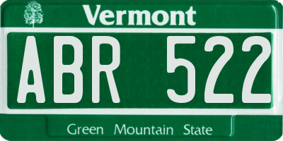 VT license plate ABR522