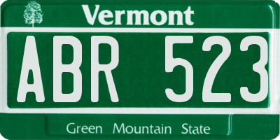 VT license plate ABR523