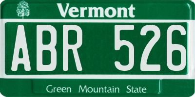 VT license plate ABR526