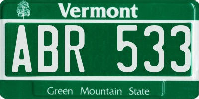 VT license plate ABR533