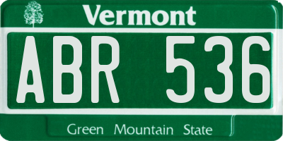 VT license plate ABR536